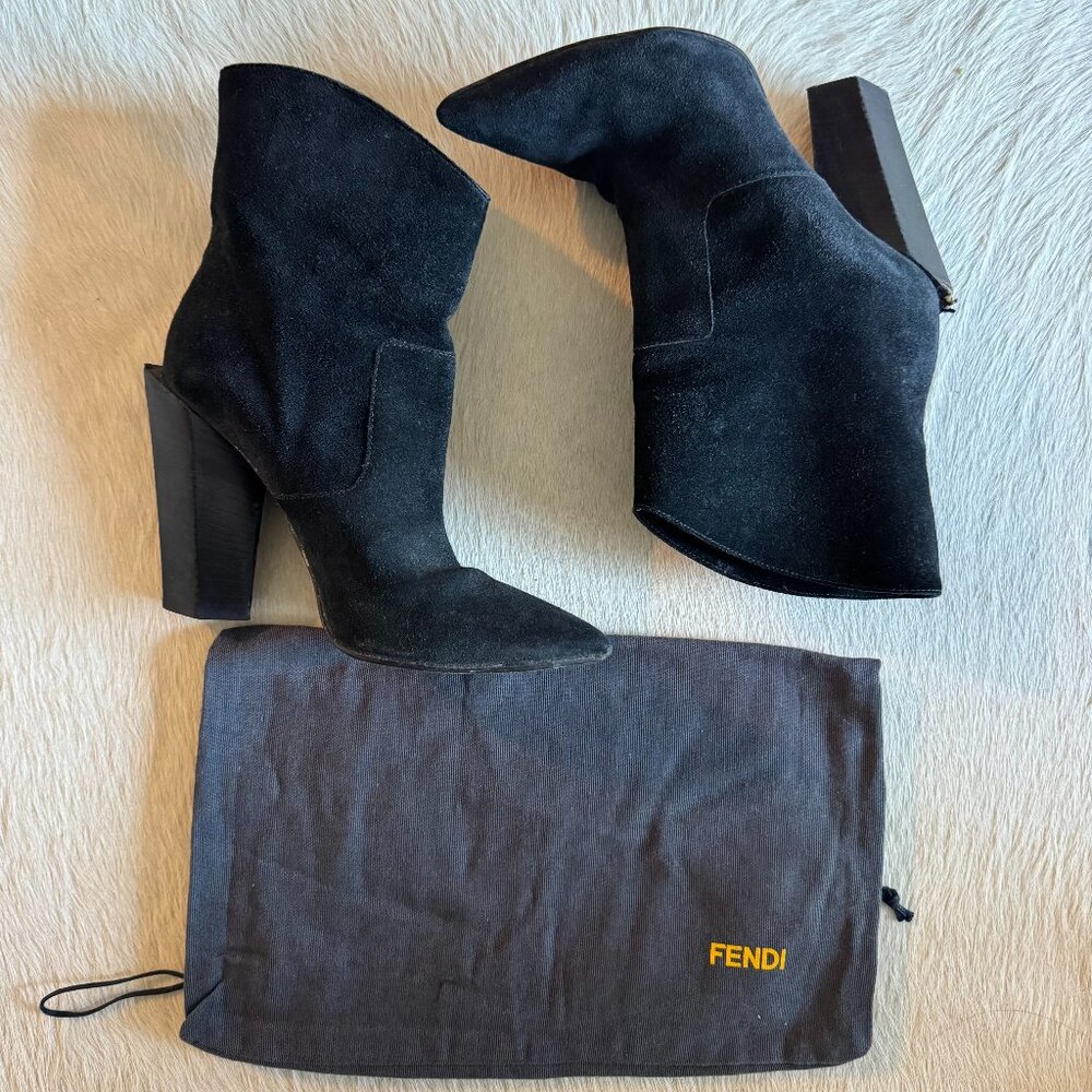 Fendi Black Suede Ankle Boot